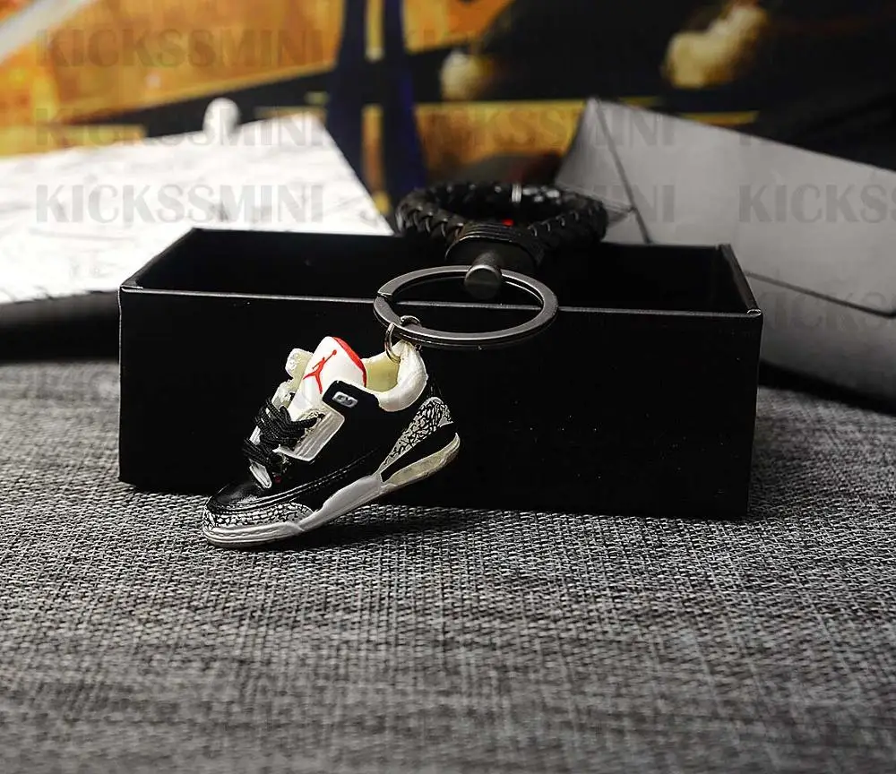DIY ретро OG Air Jordan " черный цемент" 3D Мини кроссовок Джордана сумка для ключей коробка Подвеска для пары Кукла аксессуар