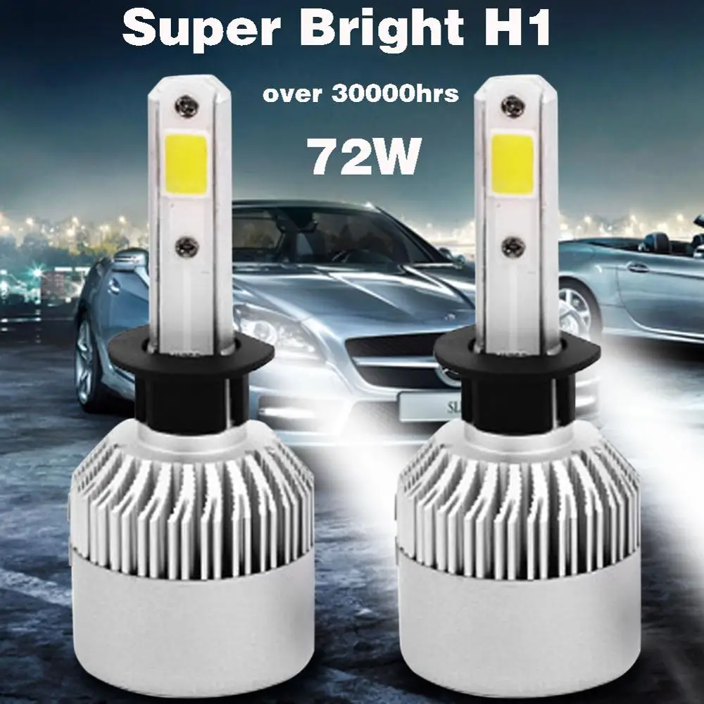 H1 2 шт. фар автомобиля удара H1 H3 H4 H7 H8 H11 9005 9006 8000lm 72 Вт светодиодный авто лампа туман свет заменить Запчасти 6500 К огни для автомобилей - Испускаемый цвет: H1