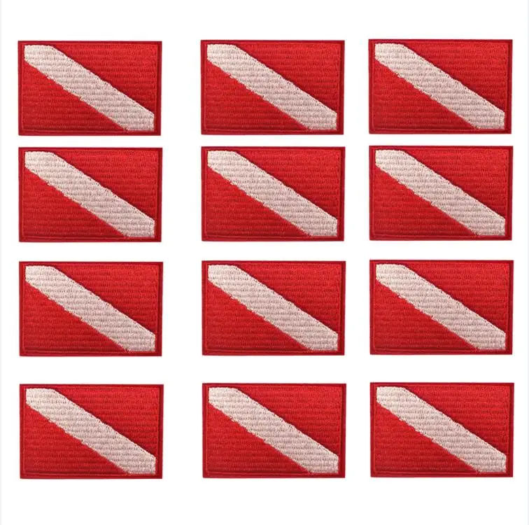 12PCs 12/6 предметов, подводное флаг для дайвинга рюкзак, сшитый из лоскутов значок вышитые компьютерной вышивки жилет сумка Кепки патчи для подводного плавания - Цвет: 12PCs