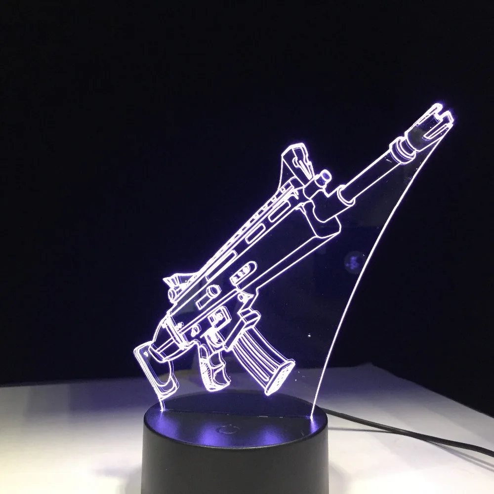Шрам пистолет сувенир 7 цветов Сенсорная настольная лампа светильник 3D