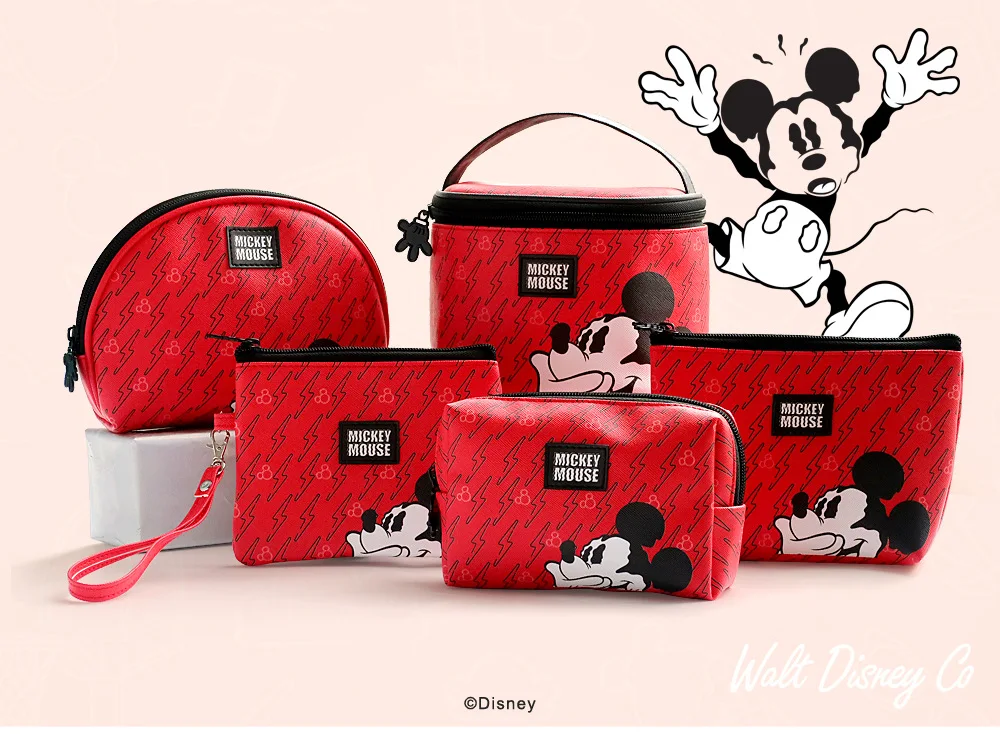 Disney подлинный Микки Минни Женская Модная Портативная многофункциональная сумка для хранения косметичка Детский кошелек
