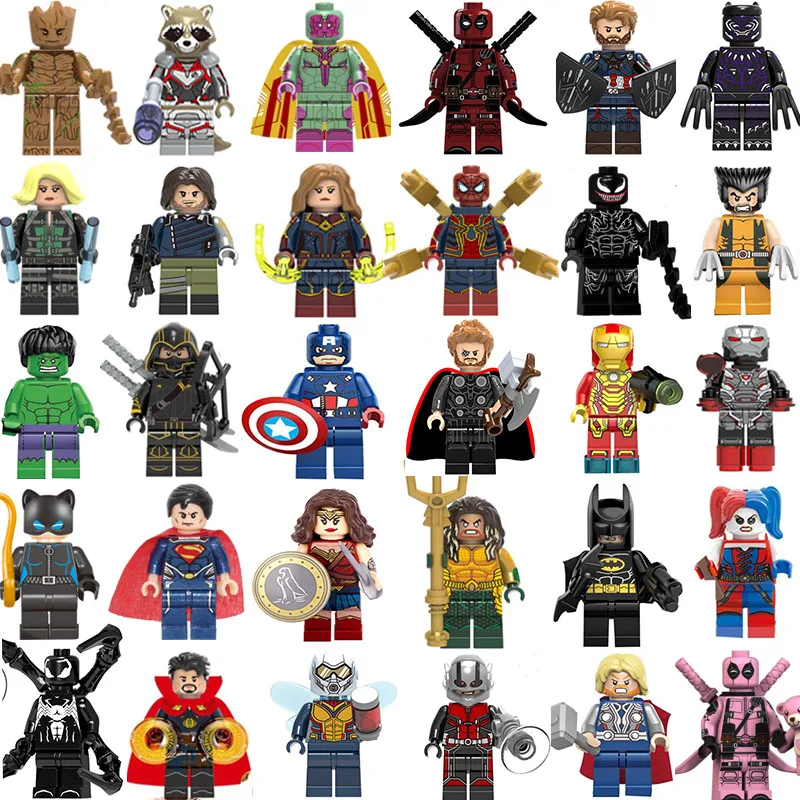 Фигурки супер героев 30 комплектов мини Мстители Marvel DC фигурки капитан Железный человек Тор Бэтмен Аквамен Дэдпул Детские игрушки Подарки