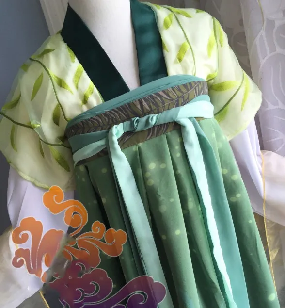 Зеленый шифоновый костюм Hanfu Lu Yan Lin Wei чудо Никки с принтом ханьфу для выступления