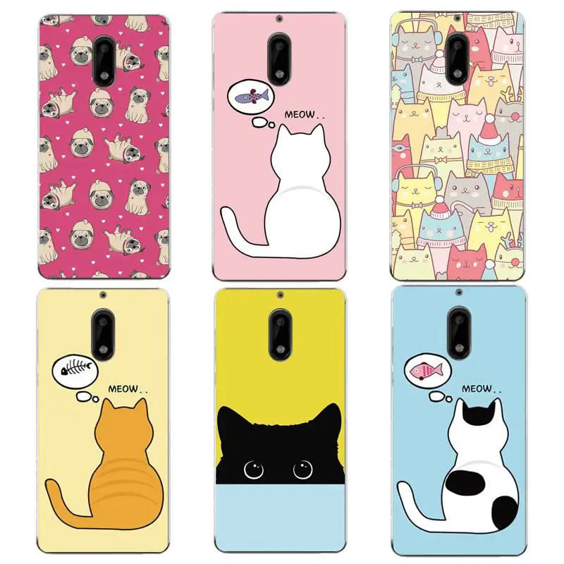 Мягкий прозрачный чехол из ТПУ с рисунком кота для Nokia3 5 6 8 N540 N640 N535 N830 Fundas Dog