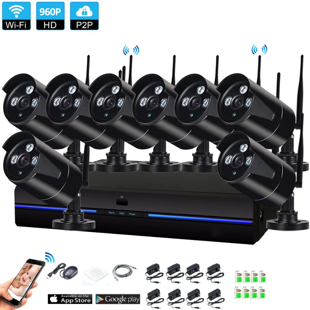 Plug and Play 8CH 1080 P HD Беспроводной NVR Kit P2P 960 внутренний наружный IR Ночное Видение