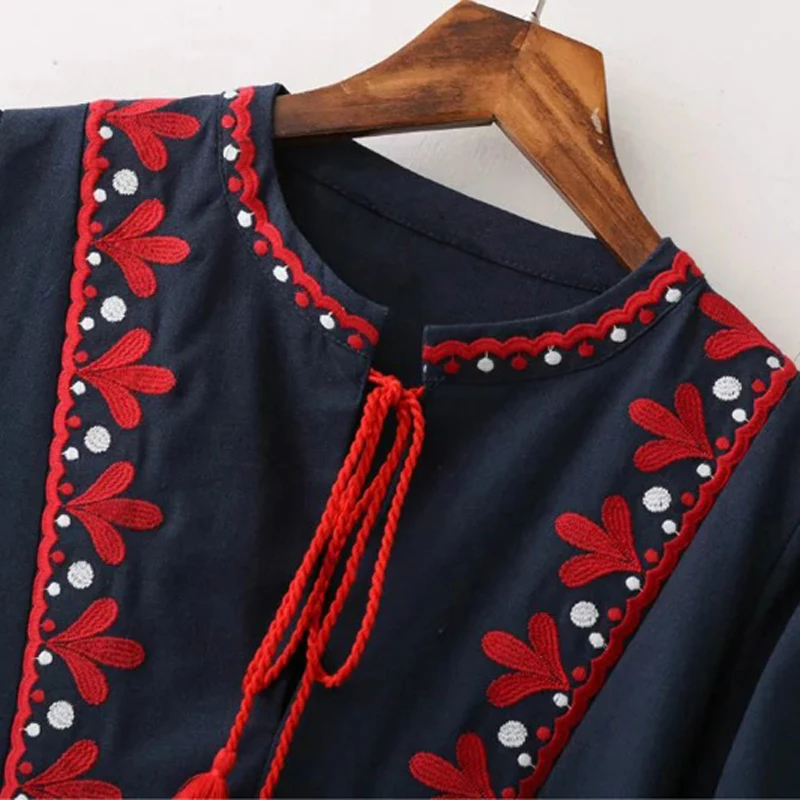 LERFEY женское платье в винтажном стиле Сезон осень с цветочной вышивкой на