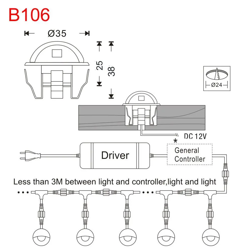 35 мм DC12V IP65 низковольтный полунный светодиодный настил для лестничных ограждений угловая настенная лампа наружное ландшафтное освещение