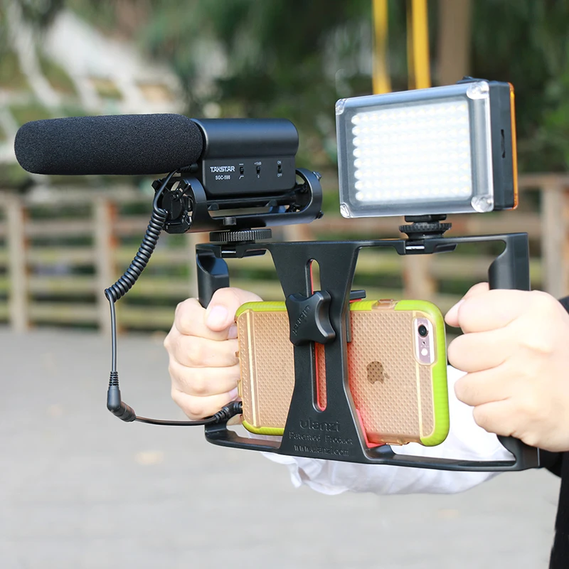 Ulanzi Smartphone Video Handle Rig Filmmaking Stabilizer Case movie youtube videos/ get Led Light &amp Rode VideoMicro microphone |