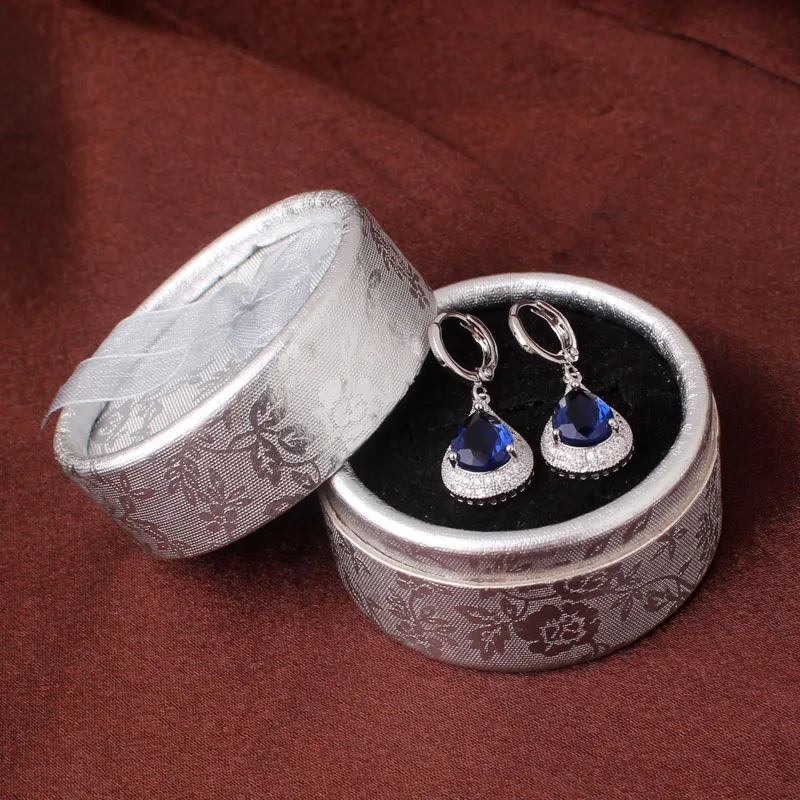 GULICX женские длинные белые золотые серьги синие в форме слезы с фианитом