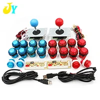 Blue and red MAME Arcade DIY светодиодный комплект с нулевой задержкой USB энкодер для ПК аркадные игры 8 способ джойстик 5 в светодиодный с подсветкой кнопки - Цвет: Blue and red