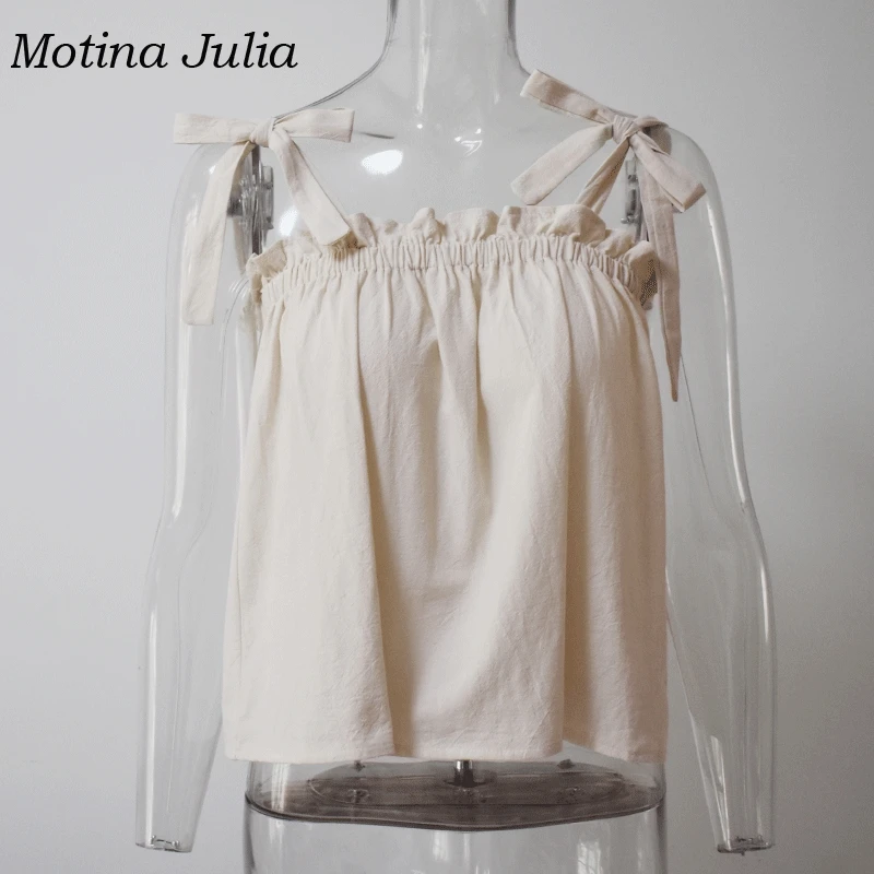 Motina Julia/милые топы с бантом женские 2019 года летние хлопковые укороченные boho