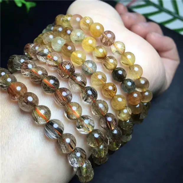 Бесплатная доставка 3 ряда натуральные волосы рутилированный кварцевый кристалл