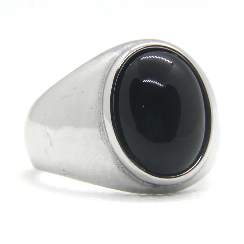 

Кольцо из нержавеющей стали 316L с черным камнем