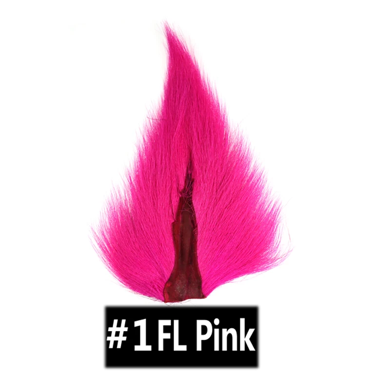 FL Pink 1PC Bimoo 1 шт многоцветная петля для мух Bucktail весь хвост рыболовный Bucktail Волосы оленя материалы для завязывания мух крючки Джиги белый красный черный - Цвет: FL Pink 1PC