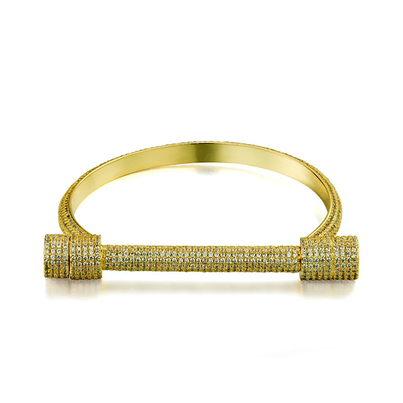 Золотой цвет для мужчин хип хоп iced out bling на запьястье высокое качество проложить установка кубического циркония мужские браслеты ювелирные изделия Хип-хоп роскошные подарки