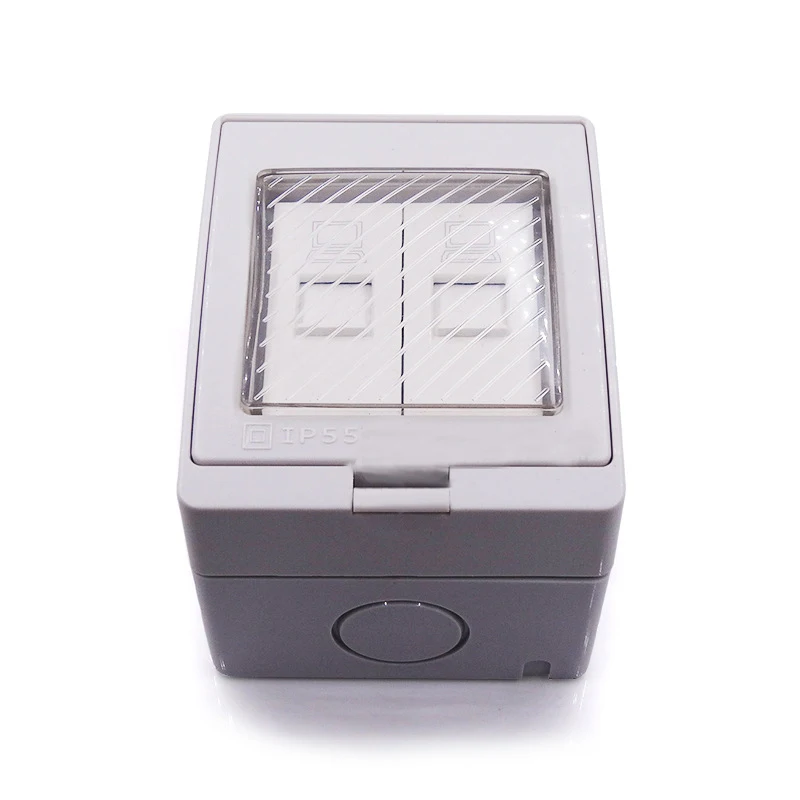 Двойной RJ45 разъем 10A 250V маршрутизатор сети IP55 Водонепроницаемый компьютер кабель
