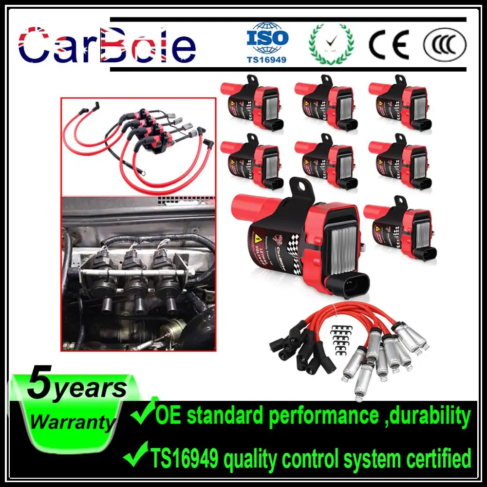 Carbole 8 шт. катушки зажигания и 748UU провод для Chevy GMC 6L UF262 C1251 D585 E254P IC413 | Автомобили