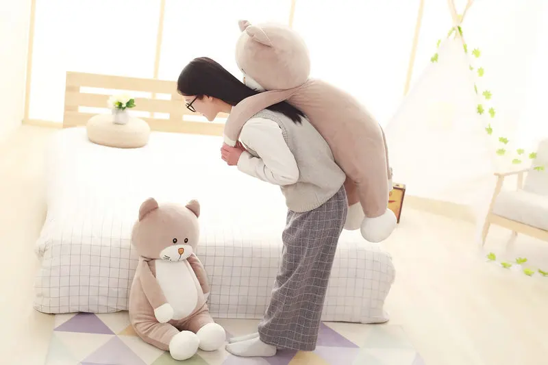 Kawaii/черный/серый/розовый кот, плюшевые игрушки, кукла, мягкий пух, хлопок, подушка в виде животного, прекрасный Рождественский подарок для детей, детей, девочек