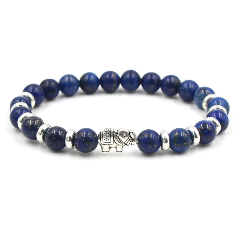 

HOBBORN Trendy Natural Stone Men Bracelet High Quality Lapis Lazuli Beads Hand of Fatima Owl Strand Charm Women Bracelets Bijoux