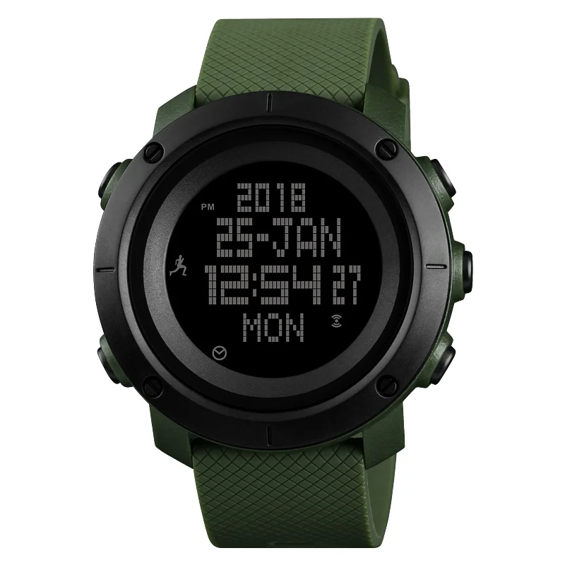 1430 Army Green Watc Водонепроницаемые мужские цифровые часы с компасом, профессиональные модные спортивные наручные часы, электронный будильник с обратным отсчетом калорий - Цвет: 1430 Army Green Watc