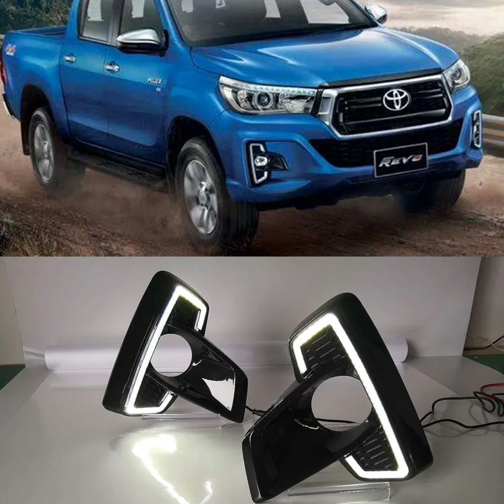 Автомобильный мигающий 1 комплект для Toyota Hilux Revo Rocco 2018 2019 LED DRL дневные ходовые