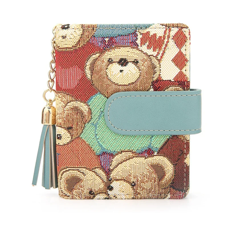 Кошелек для монет цветной хлопок PU вышивка дамский многофункциональный