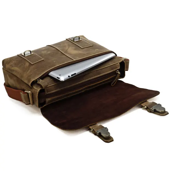High Quality Vintage Brown Thick Durable Crazy Horse Genuine Leather Men Messenger Bags Male Shoulder M6002 | Багаж и сумки
