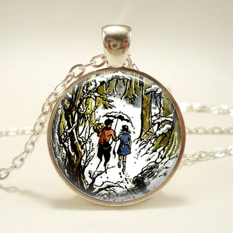 

Narnia Necklace Narnia Jewelry Wearable Art Round Glass Dome Cabochon Necklace Glass Cabochon Necklaces Christmas Gift
