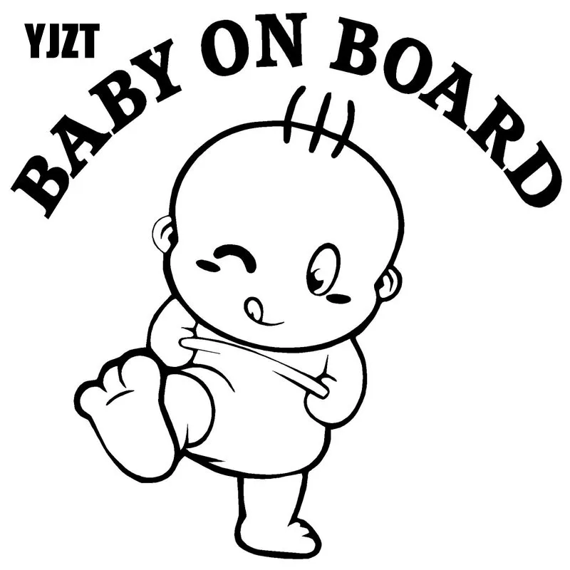 

YJZT 14.6cm*14.4cm Baby On Board Boy Interesting Vinyl Car Sticker Black/Silver C10-00055