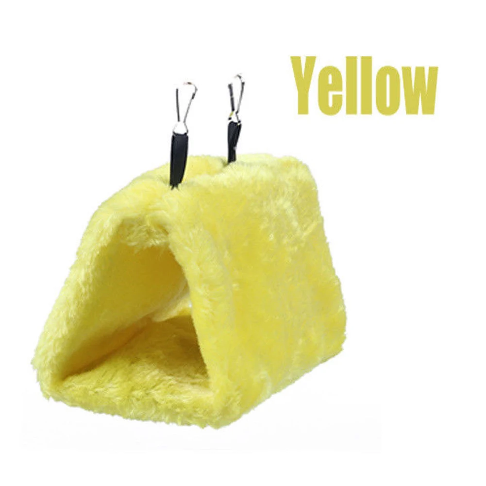 Цвет: желтый Fashion Solid Pet Bird Parrot Plush Parakeet Budgie Warm Triangle Hammock Cage Hut Tent Bed Hanging Cave - Цвет: Цвет: желтый