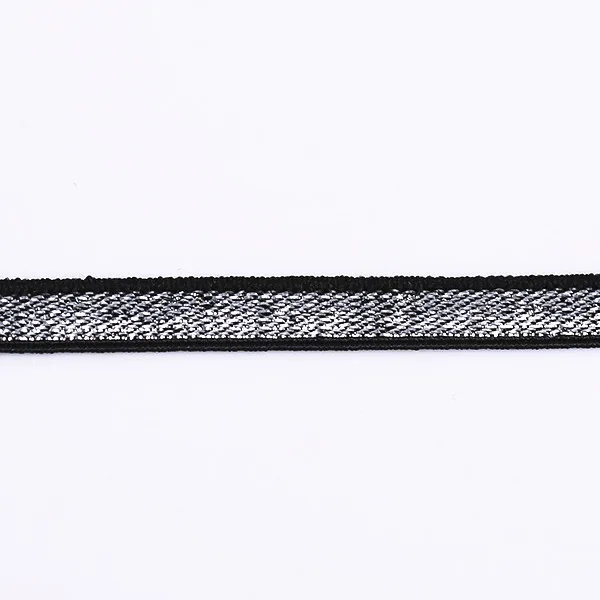 7 мм эластичная черная серебряная полиэфирная тесьма лента ленты для шитья
