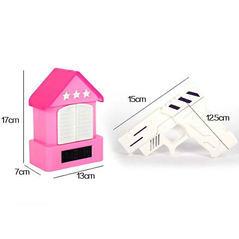 Cuckoo Gadget Target Laser shoot gun alarm clock electronic desk Talking digital table watch snooze nixie funny for kids|gun clock|alarm clocknixie |