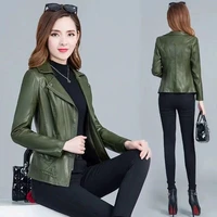 orwindny women leather coat plus size 5xl army green leather jacket female slim casual autumn leather clothing base zipper suede