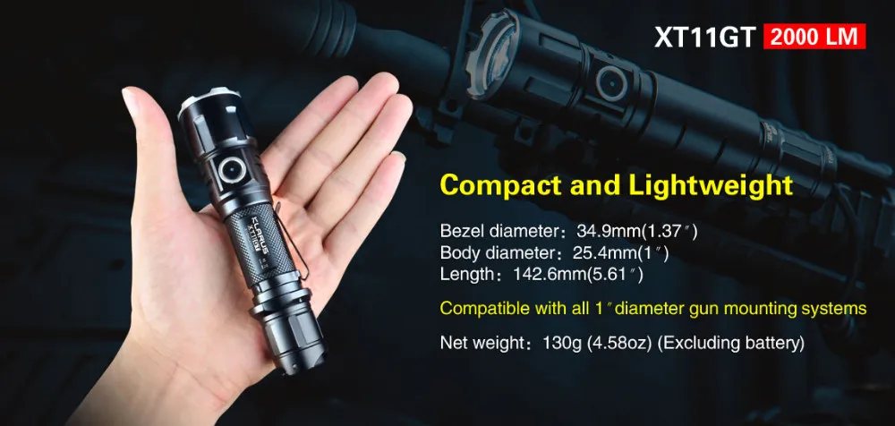 Кларус XT11GT тактический светодиодный фонарик 2000LM CREE XHP35 фонарь, заряжающаяся от usb-дисплея подставка+ 2600 мА/ч, 18650 Батарея для Охотничьи товары из Китая, оборудование