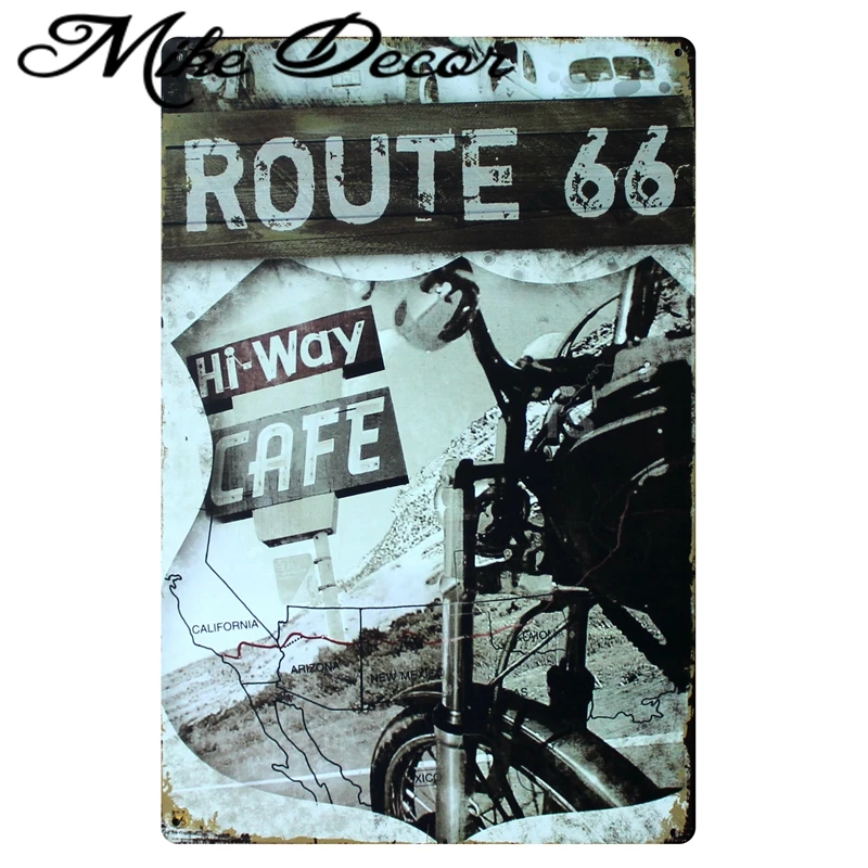 

[Mike86] Route 66 Hi Way Cafe Motor металлические знаки настенный Декор для дома, офиса, бара, металлическая живопись, искусство, B-152, смешанный заказ 20*30 см