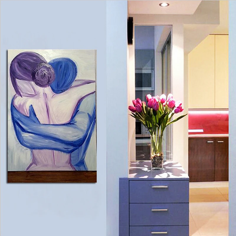 100% ручная роспись изящных стен абстрактный стиль картина маслом для пары