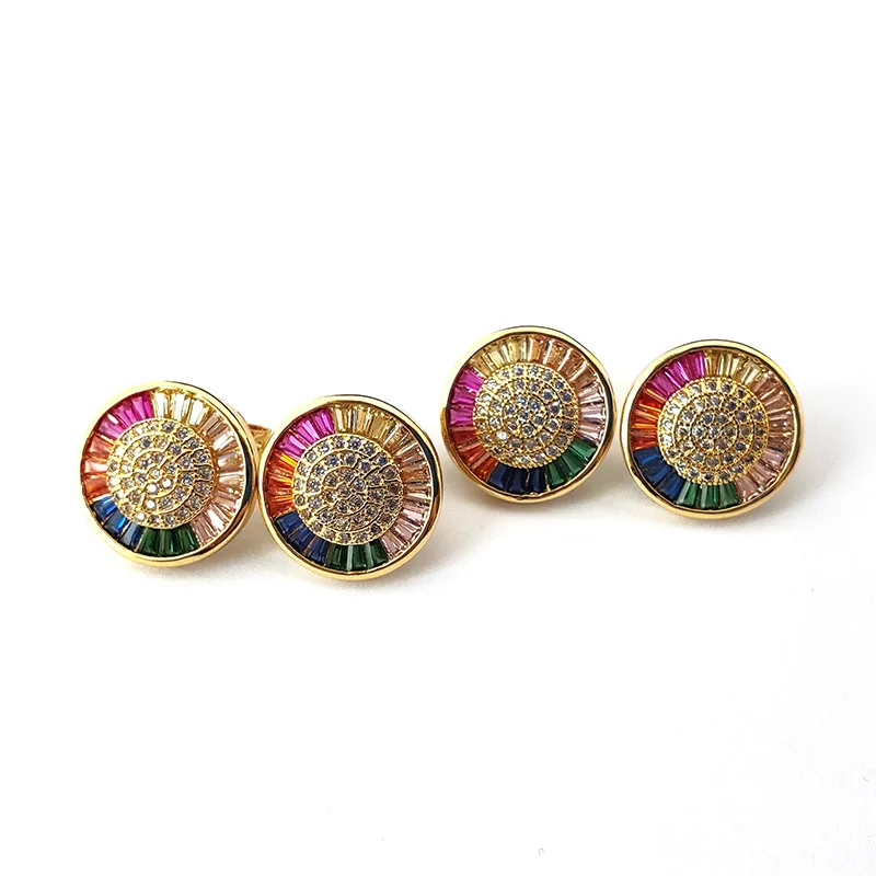 

6Pairs Fashion studs earrings Rainbow Cubic Zircon Stone Colorful Crystal cz micro pave delicate earring women jewelry ER942