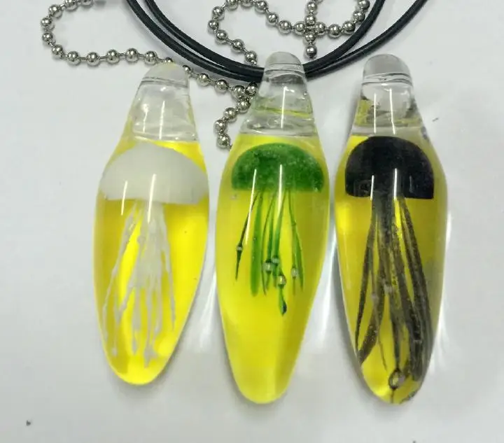 3 шт микс Медузы Новый Рука выдувное Стекло кулон из желтого падение ожерелье с