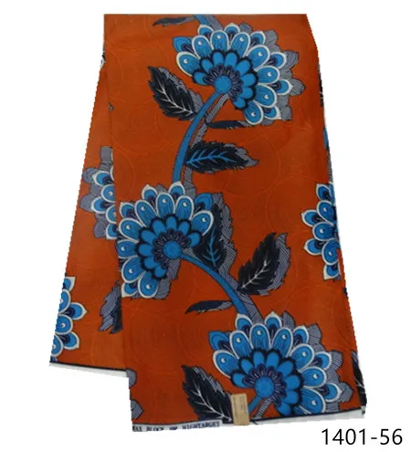 African wax fabric polyester high quality Embroidery real wax african ankara wax prints for dress free shipping 1401-36 - Цвет: 1401-56