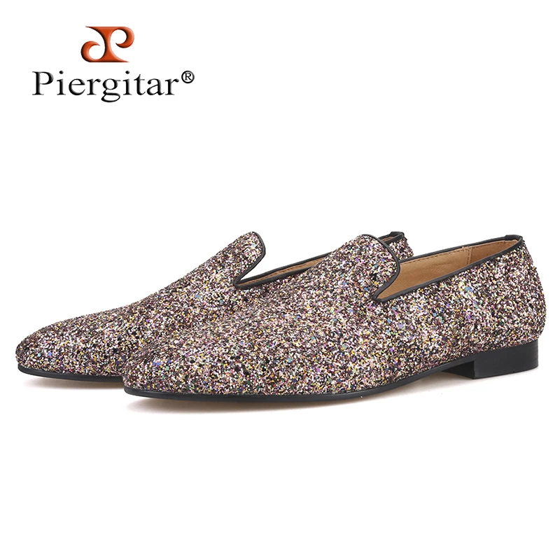 

Piergitar 2019 New Style Three colors Mixed rhinestone Men Classic Loafers Fashion Party and Prom men's casual shoes plus size