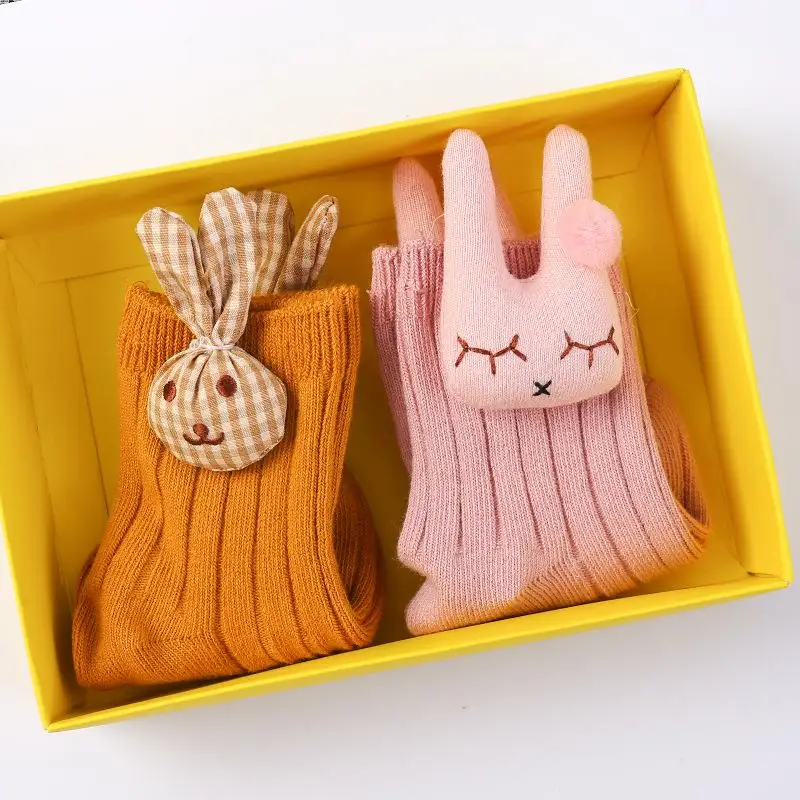 Rabbit-pink rabbit Нескользящие носки с героями мультфильмов для новорожденных девочек и мальчиков; тапочки; милые ботинки; вечерние кружевные и ленточные ботинки для девочек - Цвет: Rabbit-pink rabbit