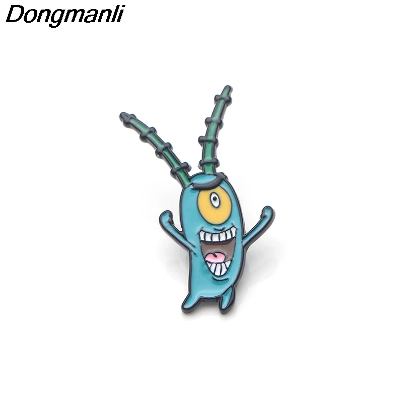 P3450 Dongmanli аниме планктон металлические эмалированные булавки и броши для женщин и мужчин нагрудные булавки рюкзак сумки значок детские подарки