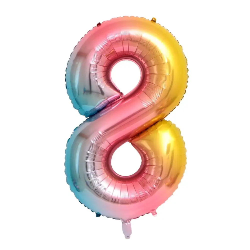 10 шт Мини "Лошадка Радуга" воздушный шарик из фольги в форме надувной шар с персонажами мультфильмов baby shower День рождения шары для свадебного украшения воздуха следа - Цвет: 40inch number