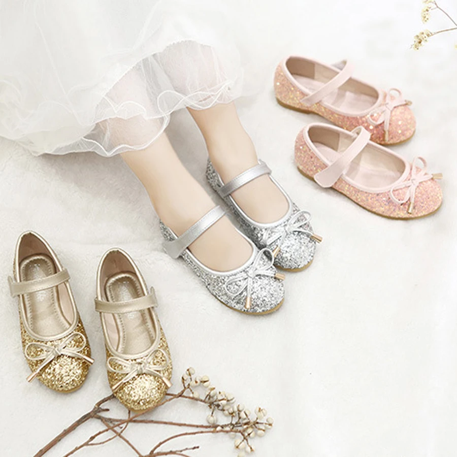 IYEAL обувь для девочек туфли в стиле Принцесса Цвет: розовый золотистый