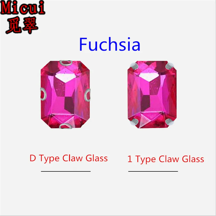 Fuchsia Micui Octangle стекло кристалл страз Швейные Стразы с коготь Кристалл пришить коготь стразы для свадьбы DIY MC1004 - Цвет: Fuchsia