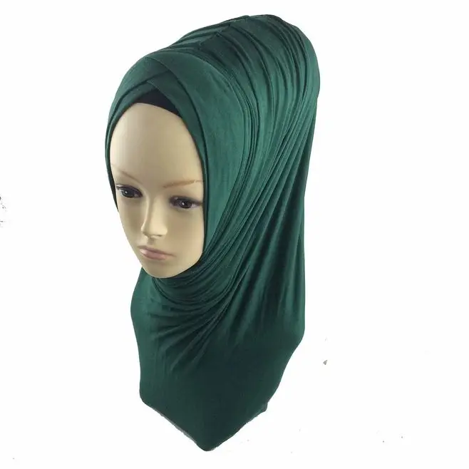 C22 dark green Хлопок мгновенный хиджаб крест кепки морщин Джерси скромные арабские женщины одна деталь AL-AMIRAH плиссированные длинные мусульманские кепки - Цвет: C22 dark green