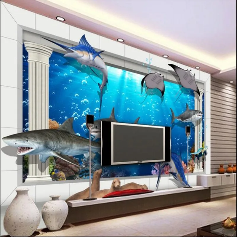 wellyu Custom large frescoes underwater world 3d three - dimensional palace romas TV background wall non woven wallpaper | Обустройство