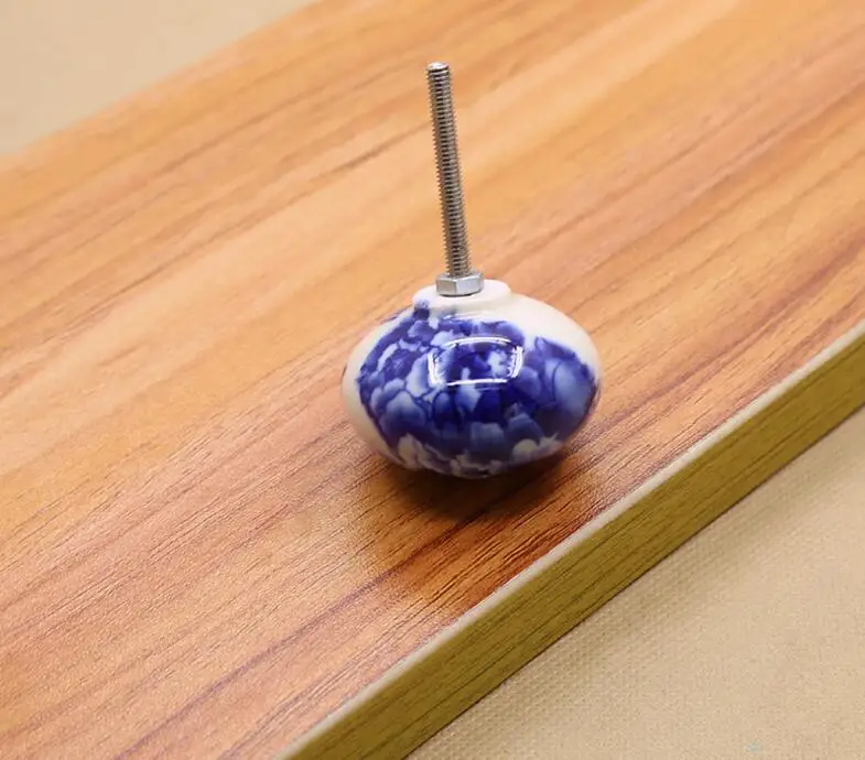 Новое поступление китайская сине белая фарфоровая ручка для шкафа и ручки