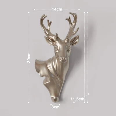 

golden deer pendant hanging hook stereo head animal head hook decoration Statues Crafts for Home Hotel Wall Hanging Art