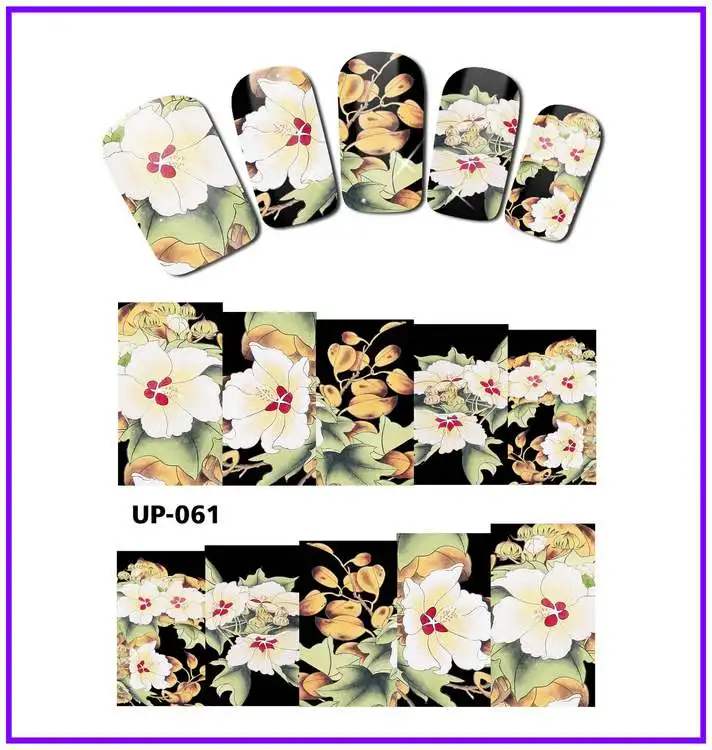 UPRETTEGO 12 упак./лот переводка NAIL ART наклейки на ногти слайдер полное покрытие цветочное рождественское розовое китайская Астра тысячелистник UP61-72